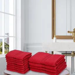 kopa BIANCA Set Of 12 Red Solid Pure Cotton 380 GSM Super-Soft Towel Set image 1