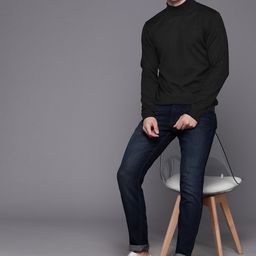 Raymond Men Black Woollen Pullover-image-0