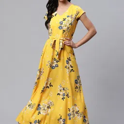 Mast & Harbour Women Floral Print Crepe A-Line Maxi Dress-picture-21