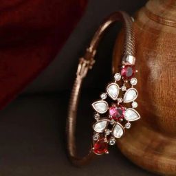 Priyaasi Floral Pink & Rose Gold Classic Bracelet-21