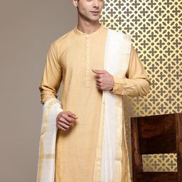 House of Pataudi Men Jashn Yoke Design Regular Kurta With Churidar & Dupatta-picture-47