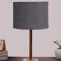Aura Grey Metal Traditional Cylindrical Shaped Table Lamp-image-86