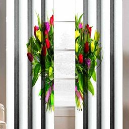 Aura White & Green Set of 2 Floral Window-33