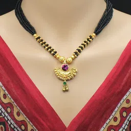 NINAMAAYRA Gold-Plated Brass Artificial Stones & Beads Mangalsutra-picture-21