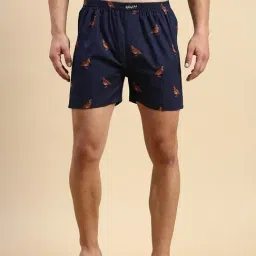 SHOWOFF Navy Blue Cotton Slim Fit Printed Boxers-image-89