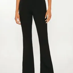 Broadstar Black Flared Fit High Rise Trousers-image-120