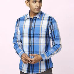 Urban Ranger by Pantaloons Blue Cotton Slim Fit Checks Shirt-picture-43