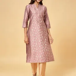 Rangmanch by Pantaloons Mauve Printed Straight Kurta-image-85