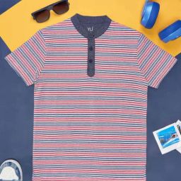 YU by Pantaloons Kids Red & Blue Cotton Striped T-Shirt-image-58