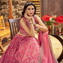 FABPIXEL Embroidered Sequinned Semi-Stitched Lehenga & Unstitched Blouse With Dupatta image 3