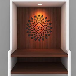 ANIKAA White Engineered Wooden LED Light Home Temple-image-14