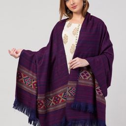 Tweedle Women Purple Woven Design Shawl-26