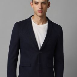 Louis Philippe Sport Super Slim Fit Self Design Pure Cotton Single-Breasted Blazer-image-49