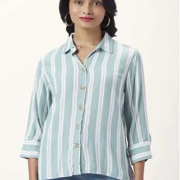 Honey by Pantaloons Blue Striped Shirt-image-45