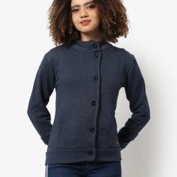 Campus Sutra Navy Cotton Textured Jacket-13