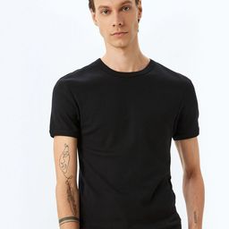Koton Men Solid Round Neck Cotton T-shirt-image-11