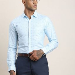Turtle Men Standard Slim Fit Textured Spread Collar Cotton Formal Shirt-image-67