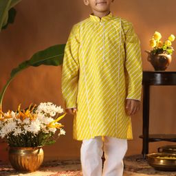 VASTRAMAY Boys Leheriya Printed Regular Pure Cotton Kurta with Pyjamas-28