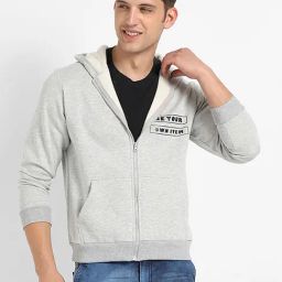 Campus Sutra Light Grey Regular Fit Printed Hooded Sweatshirt-image-54