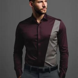HE SPOKE Wine Tailored Fit Shirt-image-30