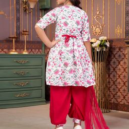 Aarika Girls Ethnic Motifs Printed Regular Sequinned Kurta with Patiala & With Dupatta image 4
