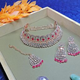 VATSALYA creation Alloy Gold- plated Ruby Red Jewellery Set-2