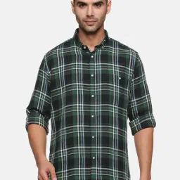 Don Vino Green Slim Fit Check Shirt-image-98