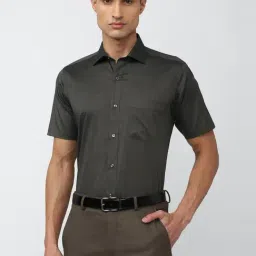 Van Heusen Dark Grey Cotton Regular Fit Texture Shirt-picture-29