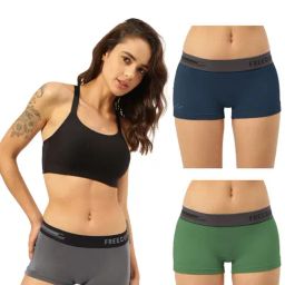 Freecultr Multicolored Plain Boy-Shorts Panties - Pack Of 3-image-72