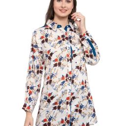 PATRORNA Cream Floral Print Shirt-image-133