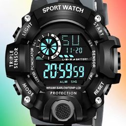 Hala Men Aluminium Dial & Textured Straps Digital Watch GREY-G90-4-44