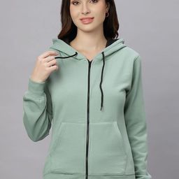 Mast & Harbour Women Hooded Cotton Fleece Front Open Sweatshirt-image-54
