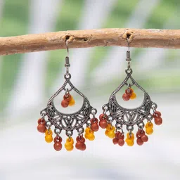 Creative Frogs Women Alloy Oxidized Silver-Plated Chandbali Earrings Beads-picture-43
