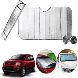 Auto Pearl F168 Dashboard Sun Shade Cover with Suction Cup for Mahindra Nuvosport (Silver)-16