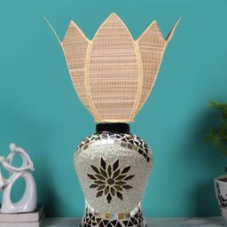 Devansh Beige Glass Traditional Abstract Shaped Table Lamp-26