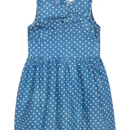 Budding Bees Kids Blue & White Printed Dress-image-78