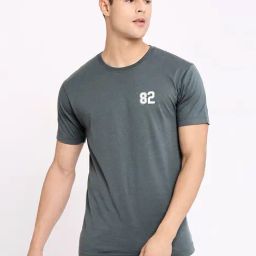 Frenchie Dark Grey Regular Fit Crew T-Shirt-image-58