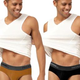 Freecultr Bourbon Yellow & Pot Black Comfort Fit Briefs - Pack of 2-picture-43