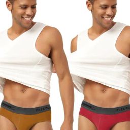 Freecultr Bourbon Yellow & Sassy Red Comfort Fit Briefs - Pack of 2-image-87