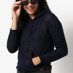 Campus Sutra Navy Regular Fit Hoodie-image-30