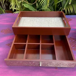 Barn 14 Silver Toned & Brown Textured Multi-Utility Organisers-picture-44