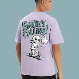 BDSQUARE Men Earth Calling Graphic Printed Cotton Bio-Wash Oversized T-shirt-image-45