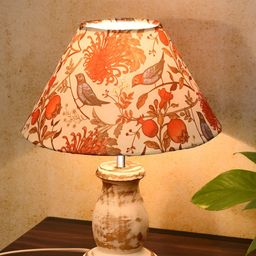 Homesake White Printed Wood Industrial Cylindrical Shaped Table Lamp-picture-18
