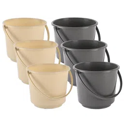 Kuber Industries Grey & Black 6 Pieces Contemporary Bath Accessories Set 5 L each-29