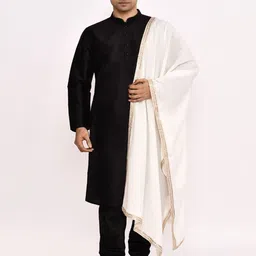 Simaaya Men Solid Kurta with Pyjama & Dupatta-picture-25