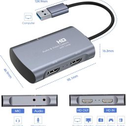 Microware Video Capture Card, HD Game Capture Card, HDMI to USB 3.0, 1080P 60fps Full HD Video/Audio Capture Recorder Device with PC/Mac OS/Linux image 3