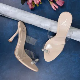 Jove Women Embellished PU Slim Heeled Sandals-57