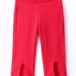 UCB Cotton Full Length Solid Leggings with Front Slit - Fuchsia-picture-6
