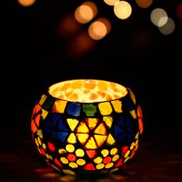eCraftIndia Mosaic Glass Decorative Tea Light Holder/Diya-6