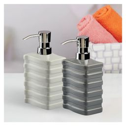 KOOKEE Ceramic Soap Dispenser for handwash for Bathroom, Grey/Dark Grey, (Set of 2) (10539) 400 ml-65